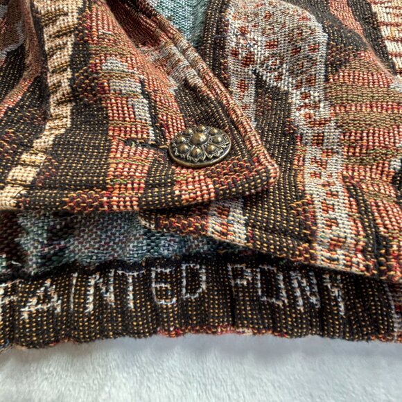 Painted Pony Women's Medium Giraffe Tapestry Cropped Blazer Jacket Brown Pockets - Picture 5 of 11